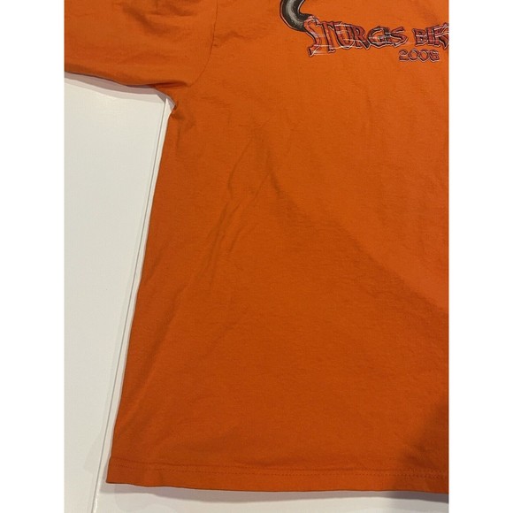 Sturgis Bike Week 2008 Long Sleeve Motorcycle T-Shirt Double Sided Orange Flames - Picture 8 of 16